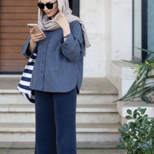 شومیز لینن BLUE