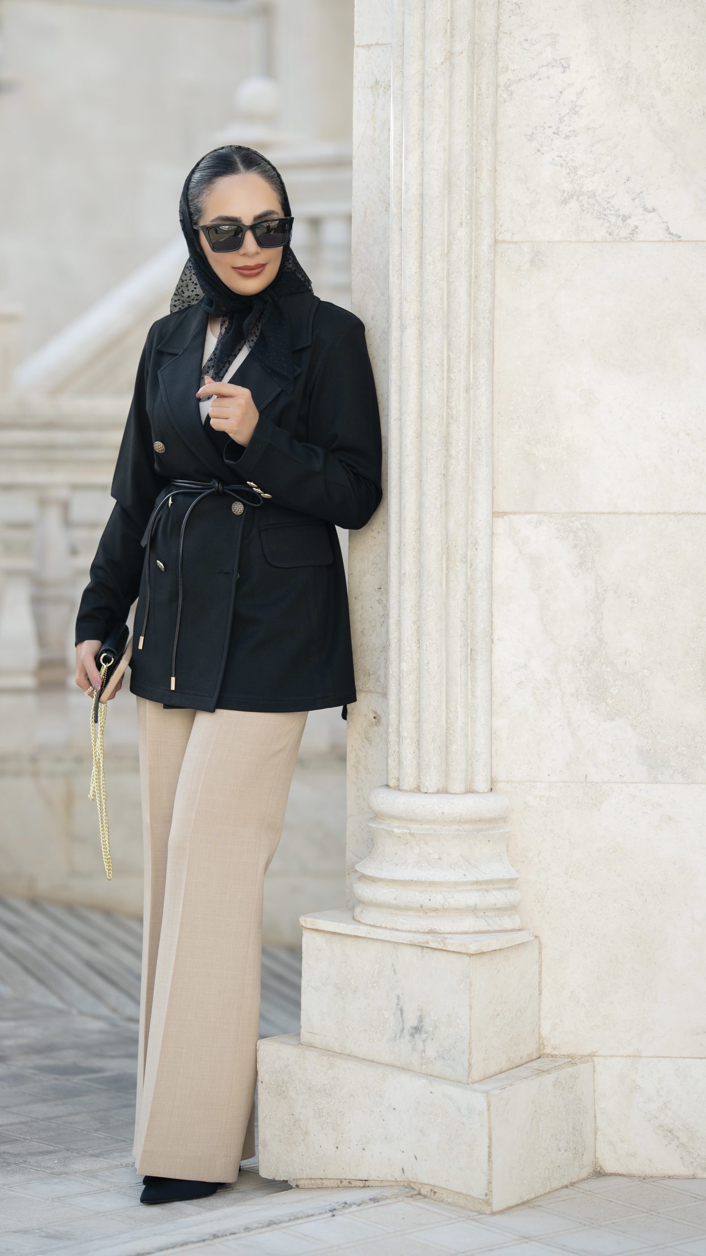 کت گاباردین مشکی LADY - تصویر 6