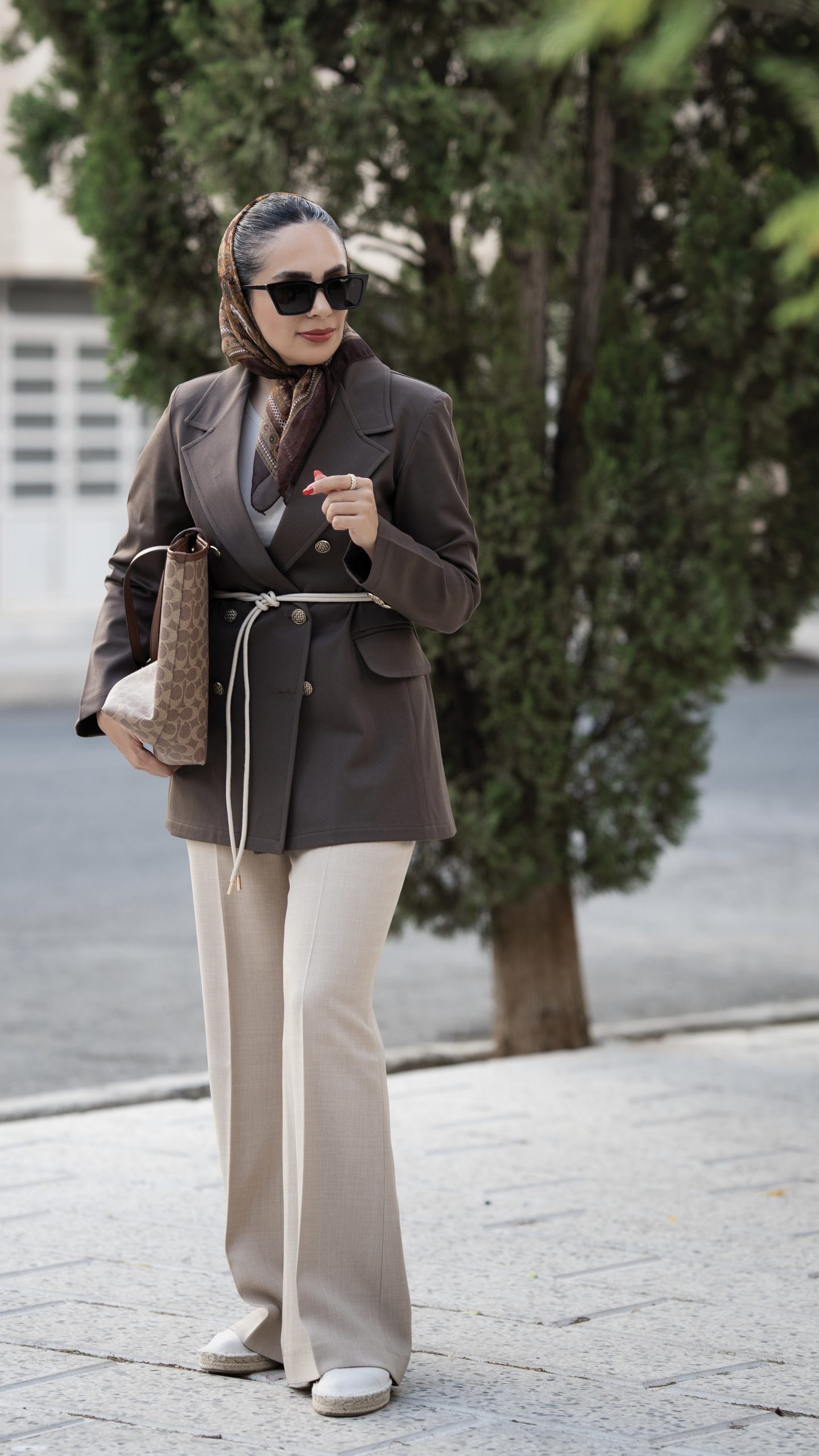 کت گاباردین قهوهای LADY - تصویر 3